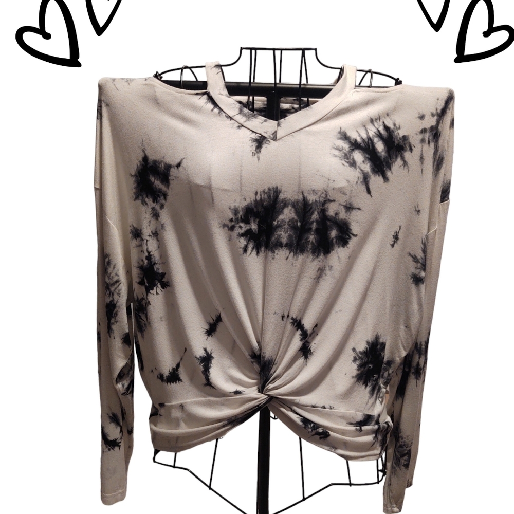 COLD SHOULDER tye dye long sleeve cropped top by SHIEN Size 3x